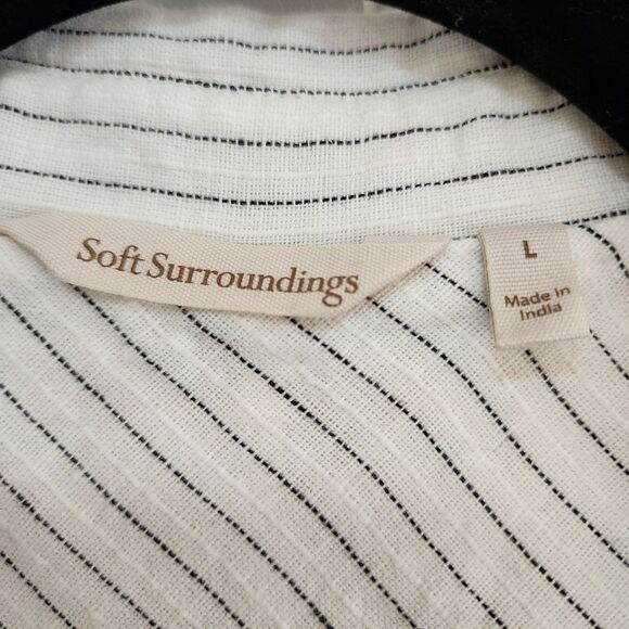 SOFT SURROUNDINGS Pippa Striped Cream Blazer Light Academia Minimalist Large - Picture 7 of 8